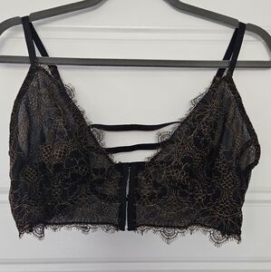 Lace Bralette in Black and Gold